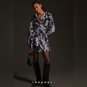 NWOT Anthologies Corset Shirt Dress, Purple & Black Pattern Cotton Size Large/XL